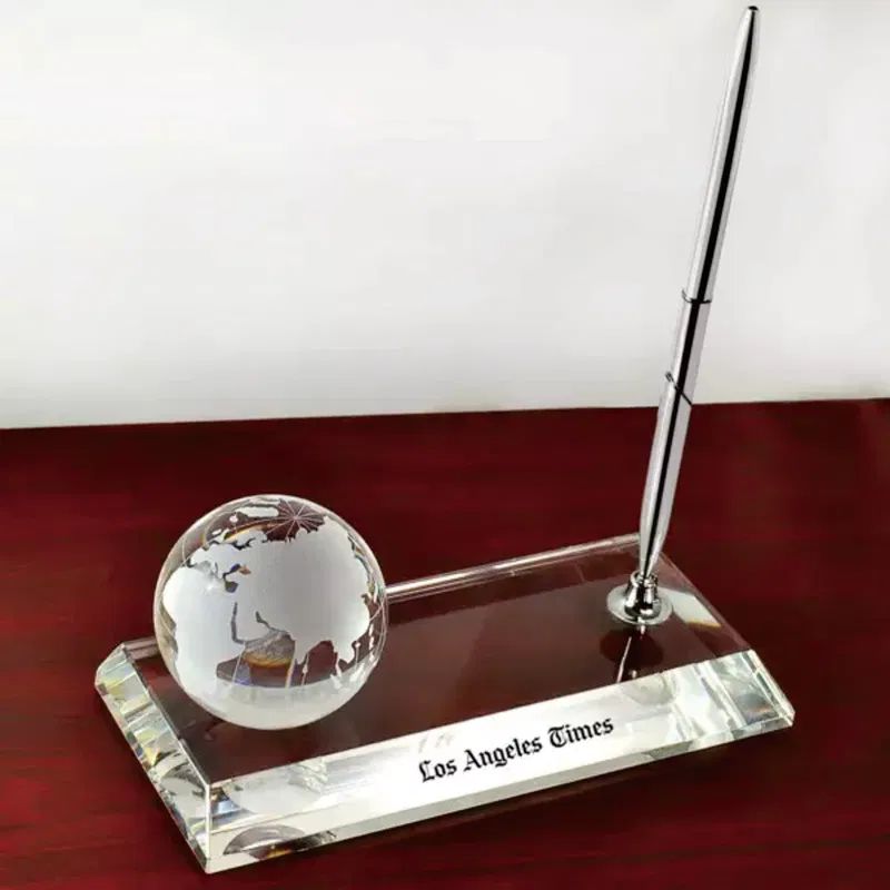 Crystal Globe Pen Holder Set for Office Lorsou